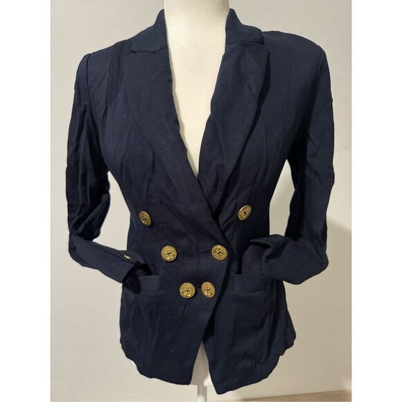Cabi Grand slam navy stretch blazer Gold accent buttons  0 - Picture 9 of 9